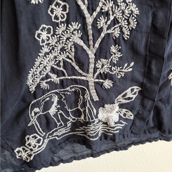 Johnny Was Osiris Voyager Tunic Top Embroidered Long-Sleeve Women’s Small Navy - Picture 8 of 12